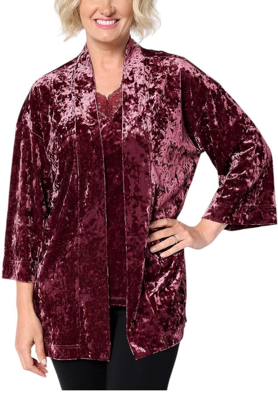 Belle Boho by Kim Gravel Women's Crushed Velvet Topper Wine - Regular